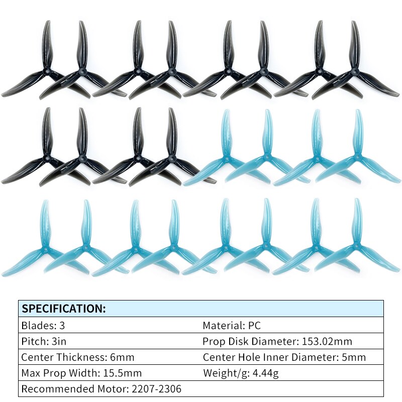 4/8/12 Pairs Gemfan Freestyle 6030 Propeller - 6inch 3 Blade Tri-blade Props CW CCW 2207-2306 Brushless Motor FPV Drone Quadcopter 9 4/8/12 Pairs Gemfan Freestyle 6030 Propeller - 6inch 3 Blade Tri-blade Props CW CCW 2207-2306 Brushless Motor FPV Drone Quadcopter - Image 9