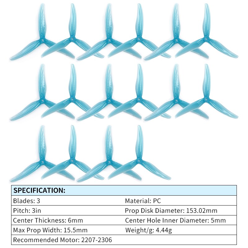 4/8/12 Pairs Gemfan Freestyle 6030 Propeller - 6inch 3 Blade Tri-blade Props CW CCW 2207-2306 Brushless Motor FPV Drone Quadcopter 6 4/8/12 Pairs Gemfan Freestyle 6030 Propeller - 6inch 3 Blade Tri-blade Props CW CCW 2207-2306 Brushless Motor FPV Drone Quadcopter - Image 6