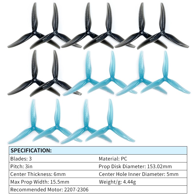 4/8/12 Pairs Gemfan Freestyle 6030 Propeller - 6inch 3 Blade Tri-blade Props CW CCW 2207-2306 Brushless Motor FPV Drone Quadcopter 7 4/8/12 Pairs Gemfan Freestyle 6030 Propeller - 6inch 3 Blade Tri-blade Props CW CCW 2207-2306 Brushless Motor FPV Drone Quadcopter - Image 7