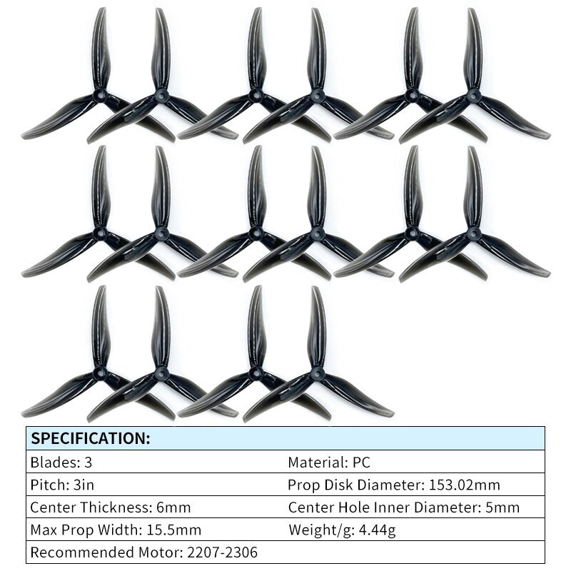 4/8/12 Pairs Gemfan Freestyle 6030 Propeller - 6inch 3 Blade Tri-blade Props CW CCW 2207-2306 Brushless Motor FPV Drone Quadcopter 4 4/8/12 Pairs Gemfan Freestyle 6030 Propeller - 6inch 3 Blade Tri-blade Props CW CCW 2207-2306 Brushless Motor FPV Drone Quadcopter - Image 4