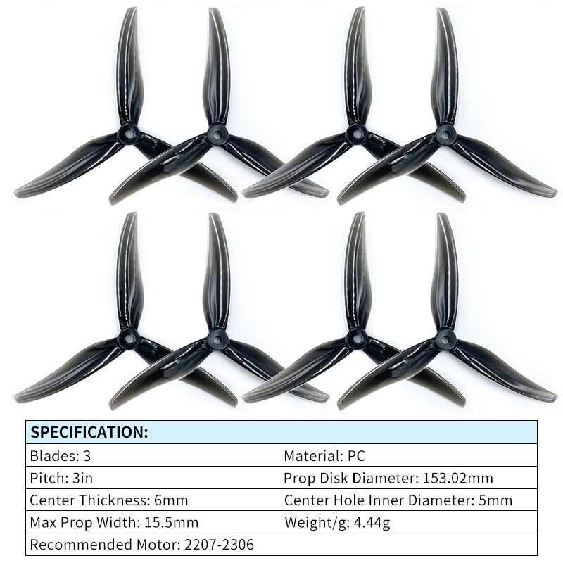 4/8/12 Pairs Gemfan Freestyle 6030 Propeller - 6inch 3 Blade Tri-blade Props CW CCW 2207-2306 Brushless Motor FPV Drone Quadcopter 3 4/8/12 Pairs Gemfan Freestyle 6030 Propeller - 6inch 3 Blade Tri-blade Props CW CCW 2207-2306 Brushless Motor FPV Drone Quadcopter - Image 3