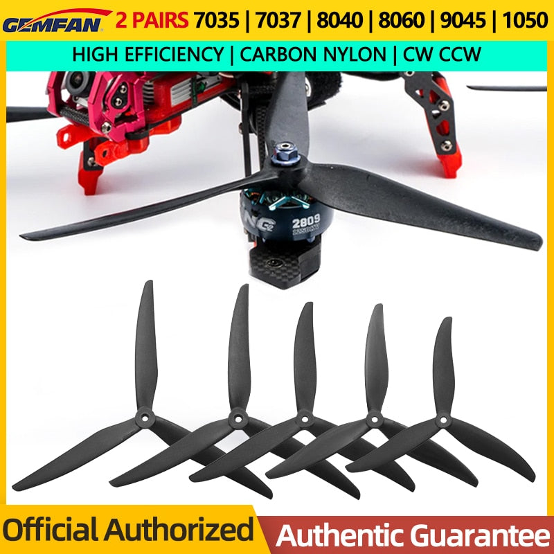 2PAIRS GEMFAN Drone Propeller Cinelifter 3 Blade Props - CW/CCW 7035 7037 8040 8060 9045 1050 Efficient 3-Blades For RC FPV Drone 2 2PAIRS GEMFAN Drone Propeller Cinelifter 3 Blade Props - CW/CCW 7035 7037 8040 8060 9045 1050 Efficient 3-Blades For RC FPV Drone — изображение 2