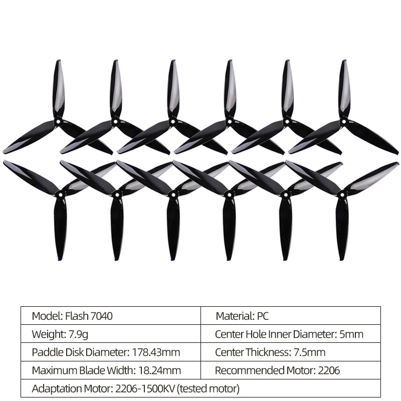 2/6/12Pairs Gemfan Flash 7040 Propeller - 7inch 3-Blade 7X4X3 CW CCW Props For FPV RC Drone Racing Freestyle Long Range Quadcopter 10 2/6/12Pairs Gemfan Flash 7040 Propeller - 7inch 3-Blade 7X4X3 CW CCW Props For FPV RC Drone Racing Freestyle Long Range Quadcopter - Image 10