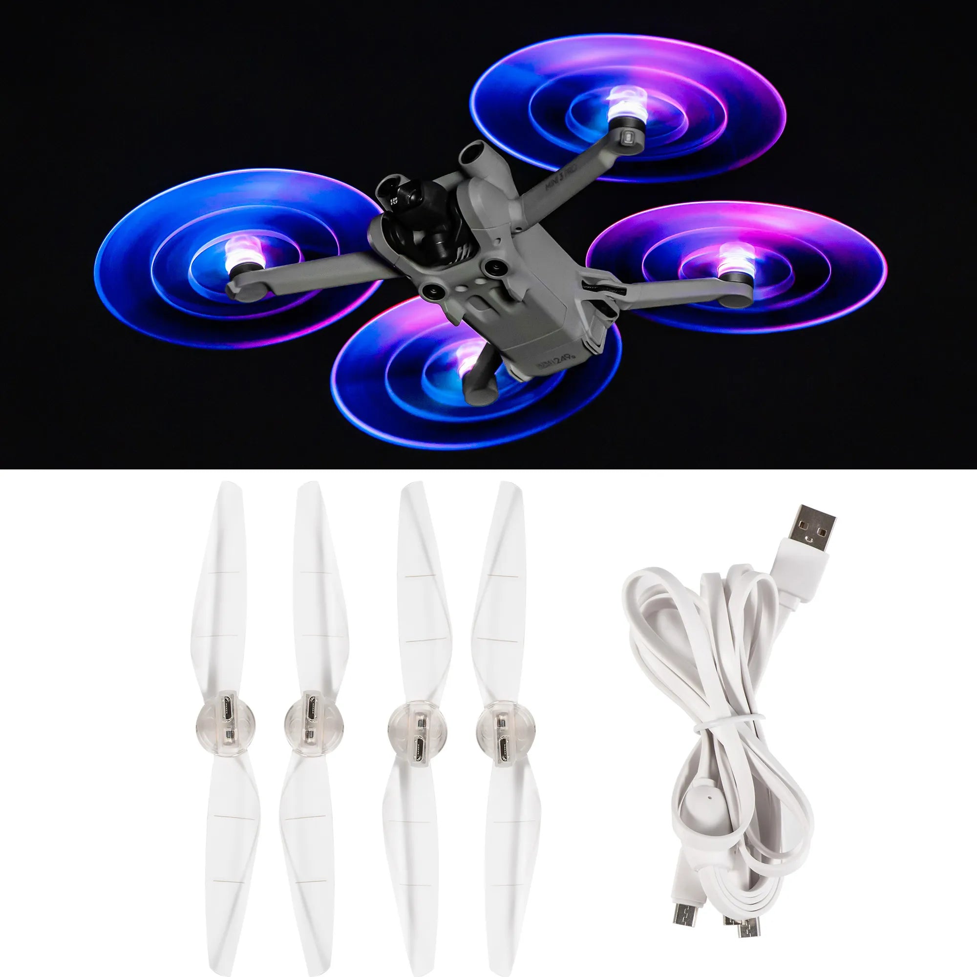 LED Light Flash Propeller - 4pcs Mini 3 Pro Rechargeable Low-Noise Quick-Release Propeller for DJI Mini 4 Pro Drone Quadcopter Accessories 2 LED Light Flash Propeller - 4pcs Mini 3 Pro Rechargeable Low-Noise Quick-Release Propeller for DJI Mini 4 Pro Drone Quadcopter Accessories — изображение 2