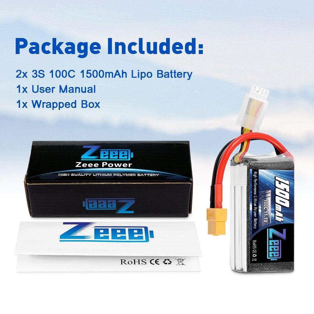 2units Zeee 11.1V 1500mAh 100C 3S Lipo Battery with XT60 Plug Softcase RC Battery for RC Quad Drone RC Car Truck Airplane FPV Battery - Image 4