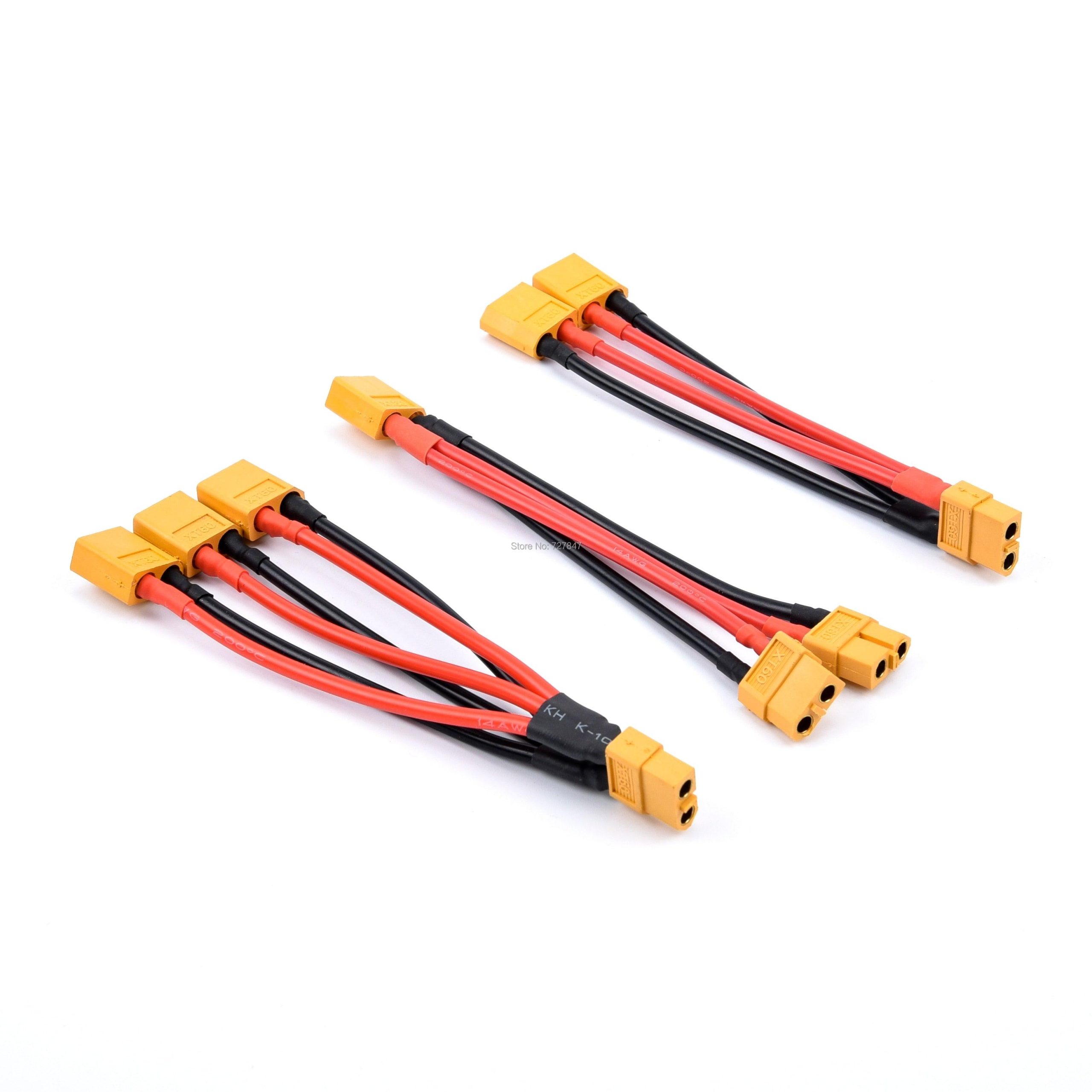 XT60 Parallel Drone Battery Connector - Male/Female Cable Dual Extension Y Splitter/ 3-Way 14AWG Silicone Wire for RC Battery Motor FPV Drone Accessories - Image 9