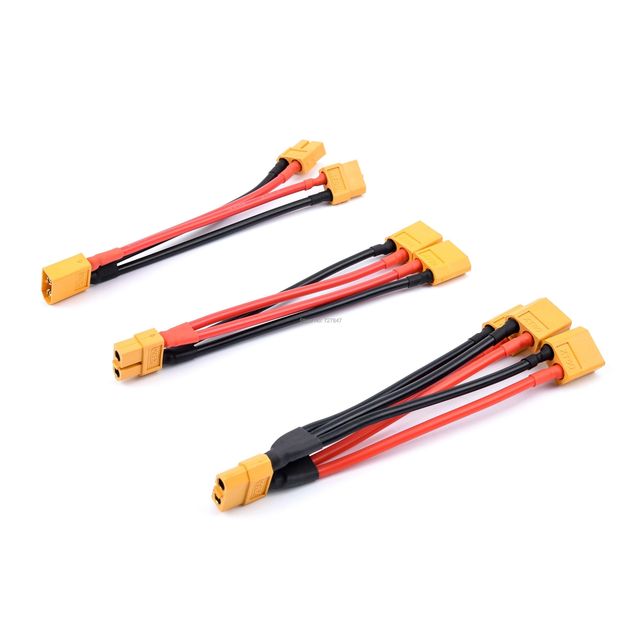 XT60 Parallel Drone Battery Connector - Male/Female Cable Dual Extension Y Splitter/ 3-Way 14AWG Silicone Wire for RC Battery Motor FPV Drone Accessories - Image 8