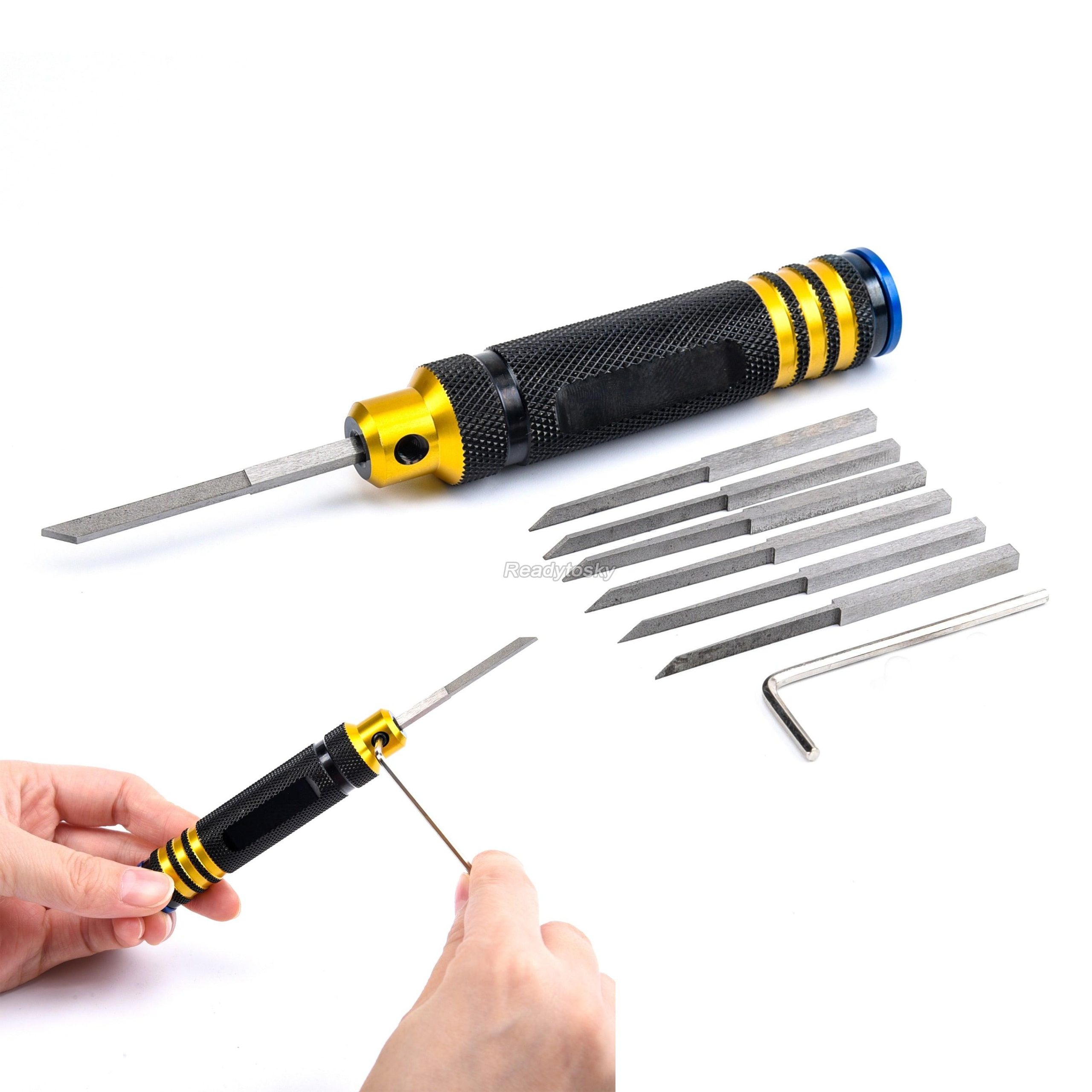 Prime Model Scriber W/ Blade Gundam Resin Carved Scribe Line Hobby Cutting Tool Chisel 5 / 7 Blade Tools for RC Car Drone Repair