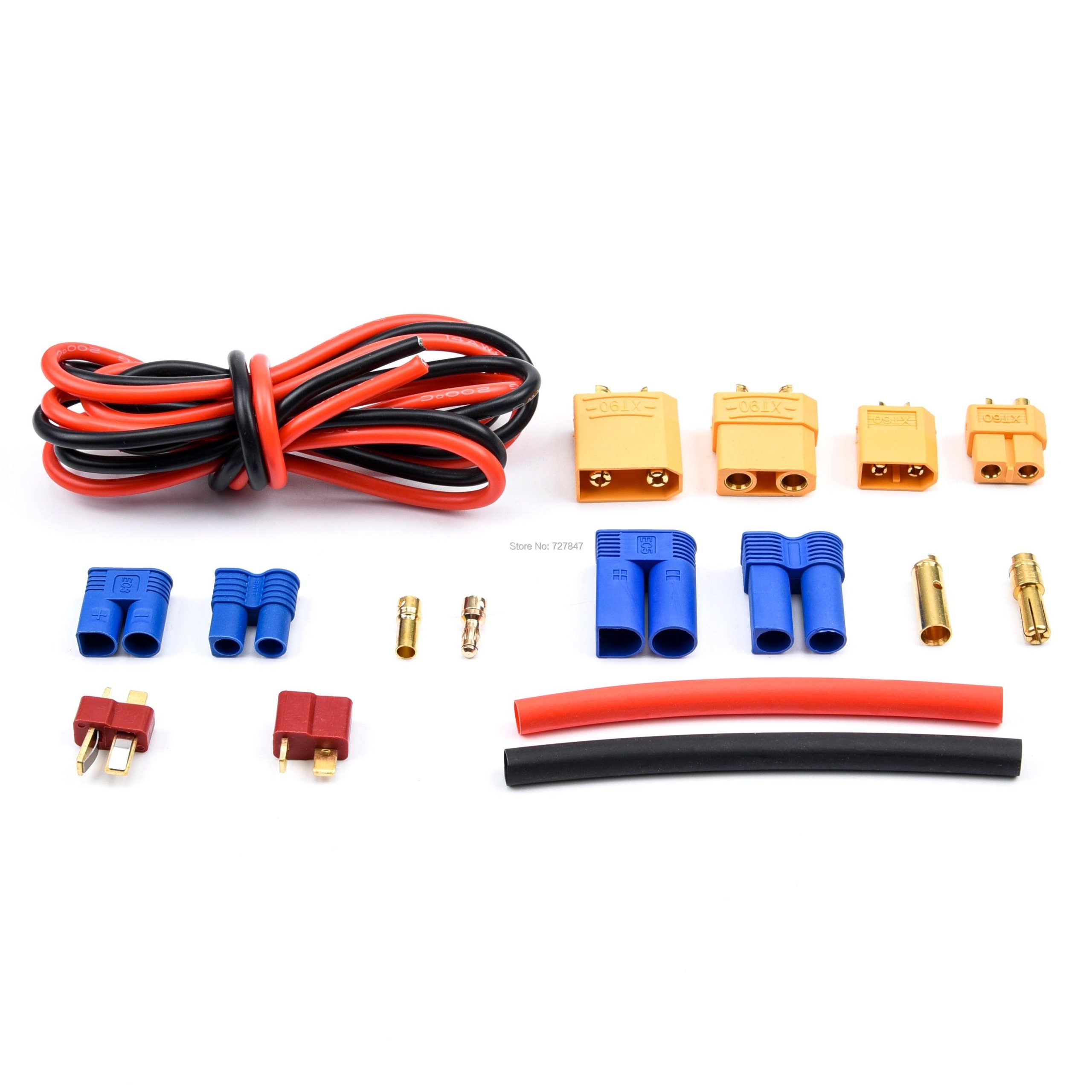 76pcs T-Plug / XT60 / XT90 / EC3 /EC5 Male &Female Plug Adapter Connectors Silicone Wire and Shrink Tubing Kit for RC Car /Frame - Image 6