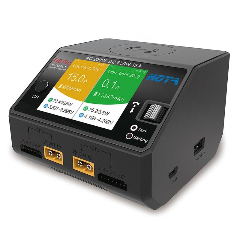 HOTA D6 Duo Pro Battery Charger iPhone Samsung w/Wireless Cellphone Charging, Support AC 200W/DC 650W Input for Lipo LiIon NiMH 6 HOTA D6 Duo Pro Battery Charger iPhone Samsung w/Wireless Cellphone Charging, Support AC 200W/DC 650W Input for Lipo LiIon NiMH - صورة HOTA D6 Duo Pro Battery Charger iPhone Samsung w/Wireless Cellphone Charging, Support AC 200W/DC 650W Input for Lipo LiIon NiMH - صورة 6