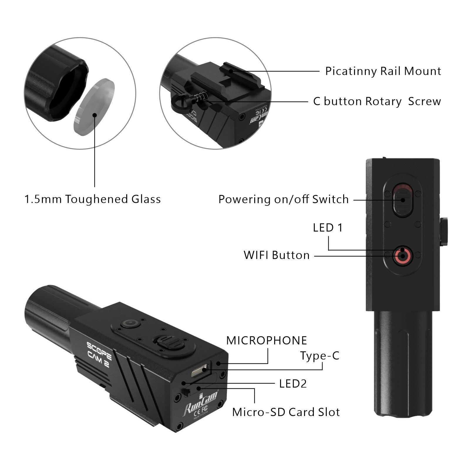 RunCam Scope Cam 2 Airsoft Paintball Gel Ball Zoom Camera Full Aluminum Housing IP64 Water Proof WiFi APP 25mm/40mm ScopeCam 5 RunCam Scope Cam 2 Airsoft Paintball Gel Ball Zoom Camera Full Aluminum Housing IP64 Water Proof WiFi APP 25mm/40mm ScopeCam - Image 5