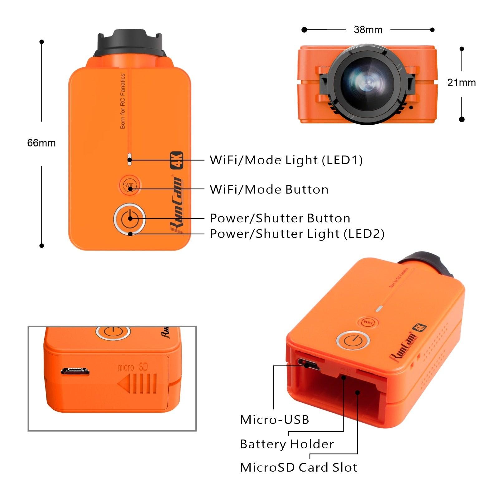 RunCam2 Camera - 4K HD FPV Sports Action Long Range Drone Camera Wing Video Recorder for Quadcopter Accessories 4 RunCam2 Camera - 4K HD FPV Sports Action Long Range Drone Camera Wing Video Recorder for Quadcopter Accessories — изображение 4