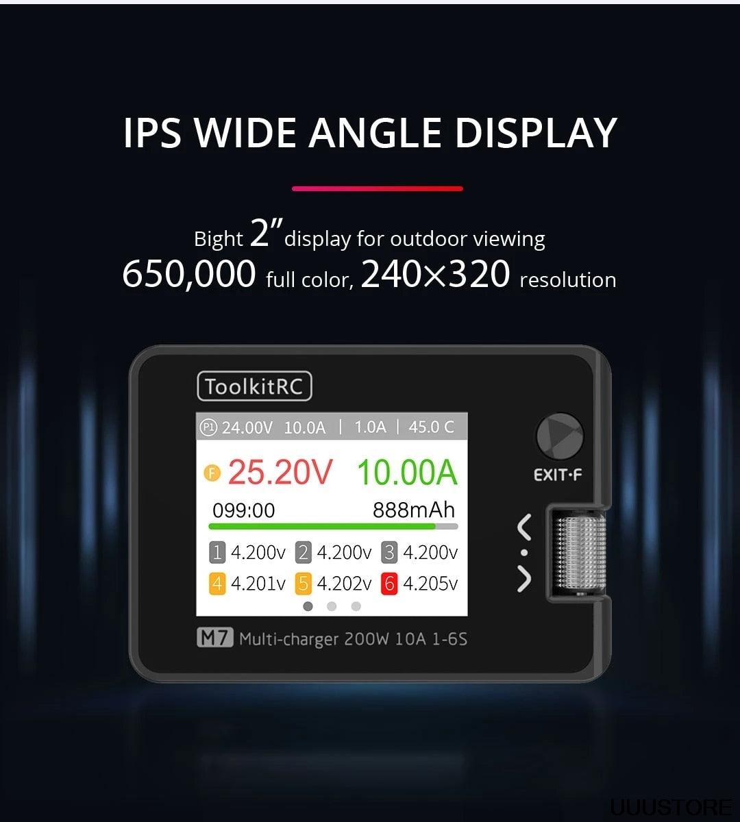 ToolkitRC M7 Charger - 200W 10A DC Balance Charger Discharger for 1-6S Lipo Battery With Voltage Servo Checker ESC Receiver Signal Tester 6 ToolkitRC M7 Charger - 200W 10A DC Balance Charger Discharger for 1-6S Lipo Battery With Voltage Servo Checker ESC Receiver Signal Tester — изображение 6