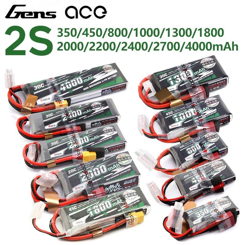 Gens ACE Lipo Battery 2S 7.4V 800mAh 1000mAh 1300mAh 1800mAh 2200mAh 2400mAh 2700mAh 4000mAh 30C 45C with T/XT60 Plug — изображение 4