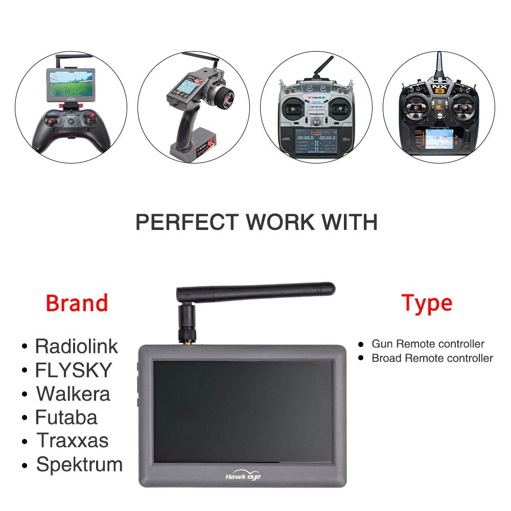 Hawkeye Little Pilot 5.8G FPV Monitor - 480×272 4.3inch Screen 48 Channels FPV Display Screen Receiver Integrate for RC Drone 6 Hawkeye Little Pilot 5.8G FPV Monitor - 480×272 4.3inch Screen 48 Channels FPV Display Screen Receiver Integrate for RC Drone — изображение 6