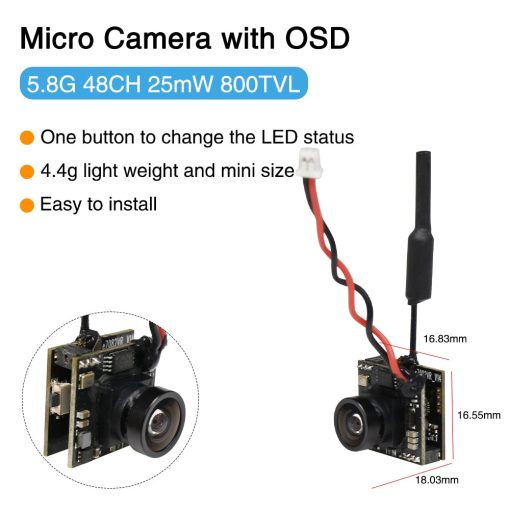 EWRF 800TVL Micro Camera with OSD - 5.8G 48CH 200mW FOV170 CMOS AIO FPV Camera for Radiolink F121 Mini Racing Drone Quadcopter 8 EWRF 800TVL Micro Camera with OSD - 5.8G 48CH 200mW FOV170 CMOS AIO FPV Camera for Radiolink F121 Mini Racing Drone Quadcopter — изображение 8