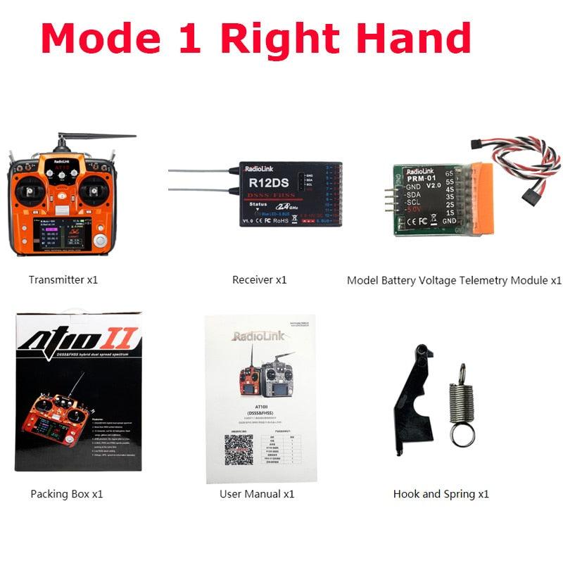 RadioLink AT10 II - 2.4Ghz 12CH RC Transmitter with R12DS Receiver PRM-01 Voltage Return Module Battery for RC Quadcopter - Image 4