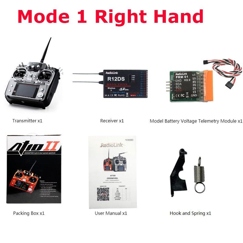 RadioLink AT10 II - 2.4Ghz 12CH RC Transmitter with R12DS Receiver PRM-01 Voltage Return Module Battery for RC Quadcopter - Image 3