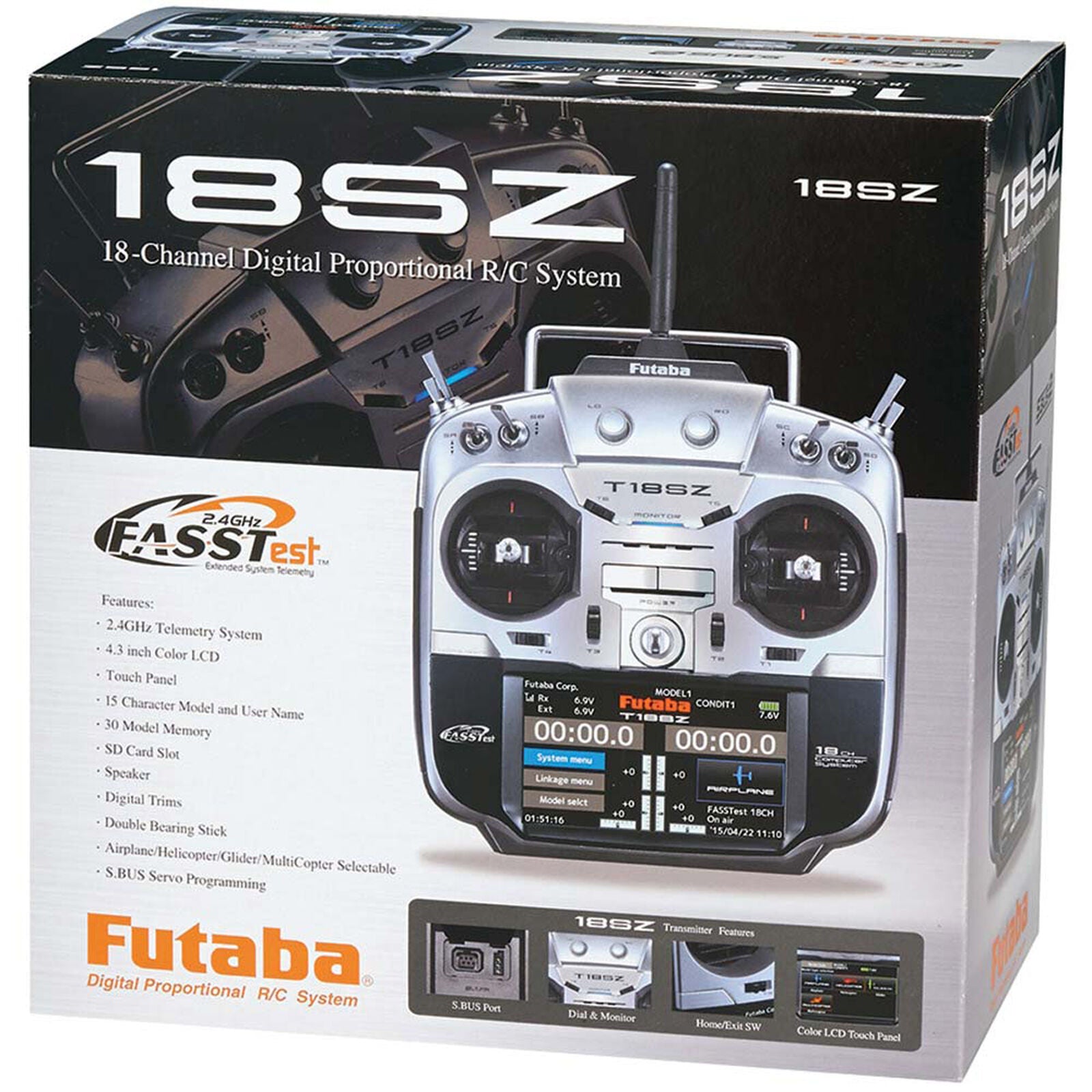 Futaba 18SZ 2.4GHZ 18CH Transmitter -  HVGA 4.3 inch Full Color LCD Touch Screen Air Telemetry Radio System - Image 5