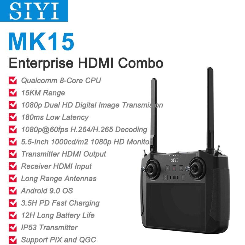 SIYI MK15 Transmitter - Mini Handheld Radio System Transmitter FPV Drone Remote Control 15KM 1080P  5.5-Inch HB Screen Android OS 2G RAM 16G ROM — изображение 8