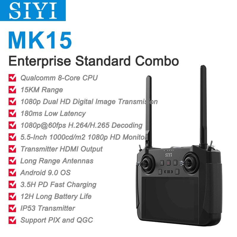 SIYI MK15 Transmitter - Mini Handheld Radio System Transmitter FPV Drone Remote Control 15KM 1080P  5.5-Inch HB Screen Android OS 2G RAM 16G ROM — изображение 7