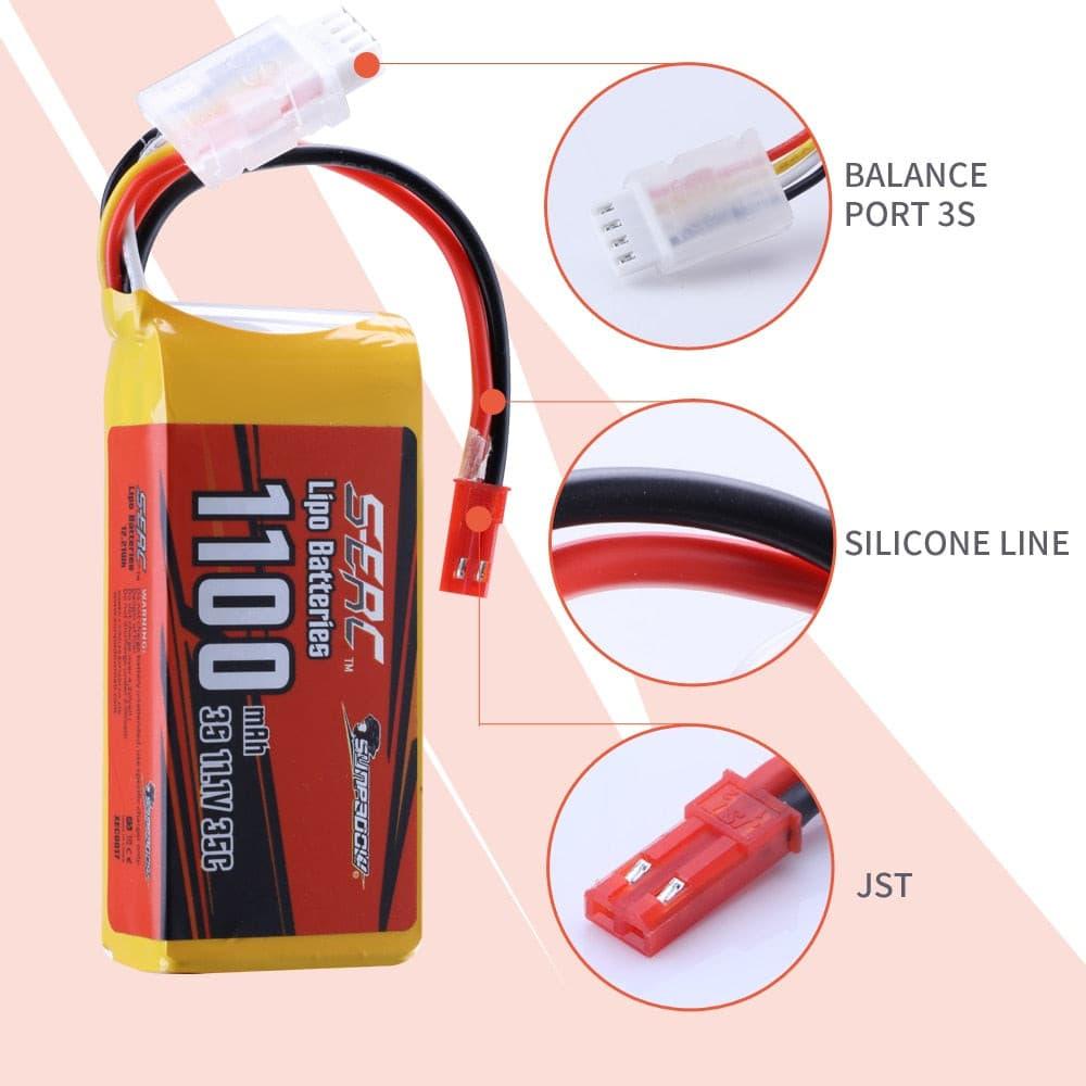 Sunpadow Lipo Battery  3S 11.1V 1100mAh 1350mAh 25C 35C JST XT30 Soft Pack for RC Airplane Quadcopter Helicopter Drone Boat FPV — изображение 5