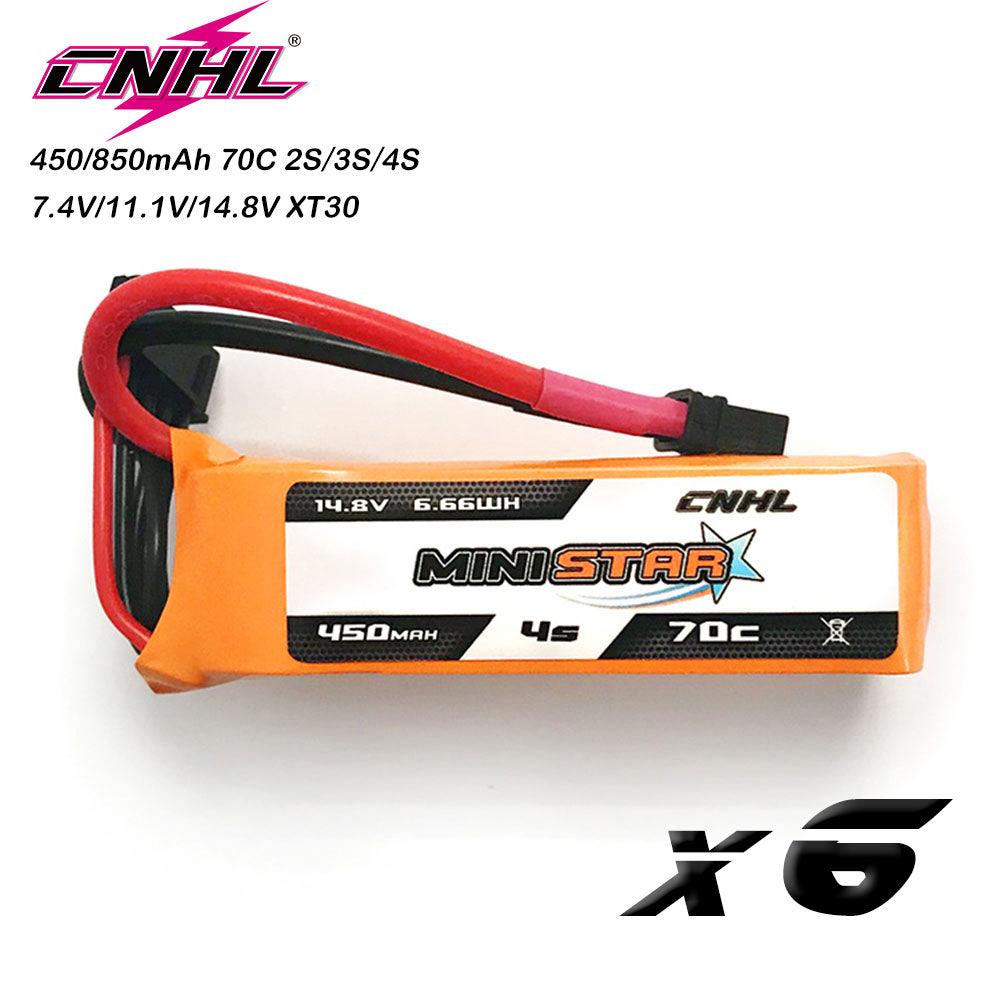 6PCS CNHL 2S 3S 4S 7.4V 11.1V 14.8V Lipo Battery for FPV Drone - 450mAh 850mAh 70C MiniStar With XT30 Plug For FPV Toothpick Drone Quadcopter RC Toys 2 6PCS CNHL 2S 3S 4S 7.4V 11.1V 14.8V Lipo Battery for FPV Drone - 450mAh 850mAh 70C MiniStar With XT30 Plug For FPV Toothpick Drone Quadcopter RC Toys — изображение 2