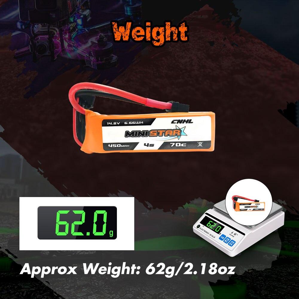 4PCS CNHL Lipo 4S 14.8V Battery for FPV - 450mAh 70C MiniStar With XT30 Plug For Mini Quadcopter RC CineBee Whoop Beta FPV Toothpick Drone — изображение 8