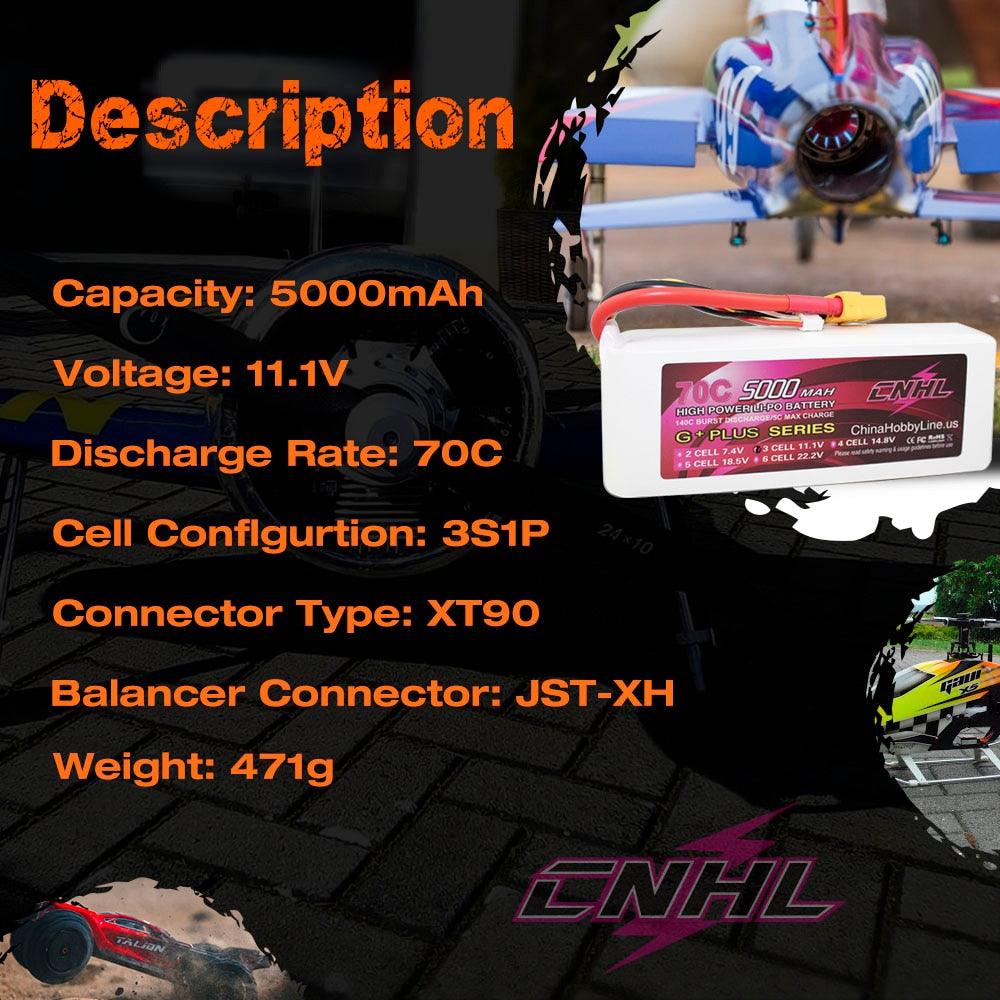 CNHL Lipo Battery For FPV Drone - 3S 4S 6S 11.1V 14.8V 22.2V 5000mAh 70C G+PLUS With XT90 Plug For RC Car Boat Airplane Helicopter 6 CNHL Lipo Battery For FPV Drone - 3S 4S 6S 11.1V 14.8V 22.2V 5000mAh 70C G+PLUS With XT90 Plug For RC Car Boat Airplane Helicopter - صورة CNHL Lipo Battery For FPV Drone - 3S 4S 6S 11.1V 14.8V 22.2V 5000mAh 70C G+PLUS With XT90 Plug For RC Car Boat Airplane Helicopter - صورة 6