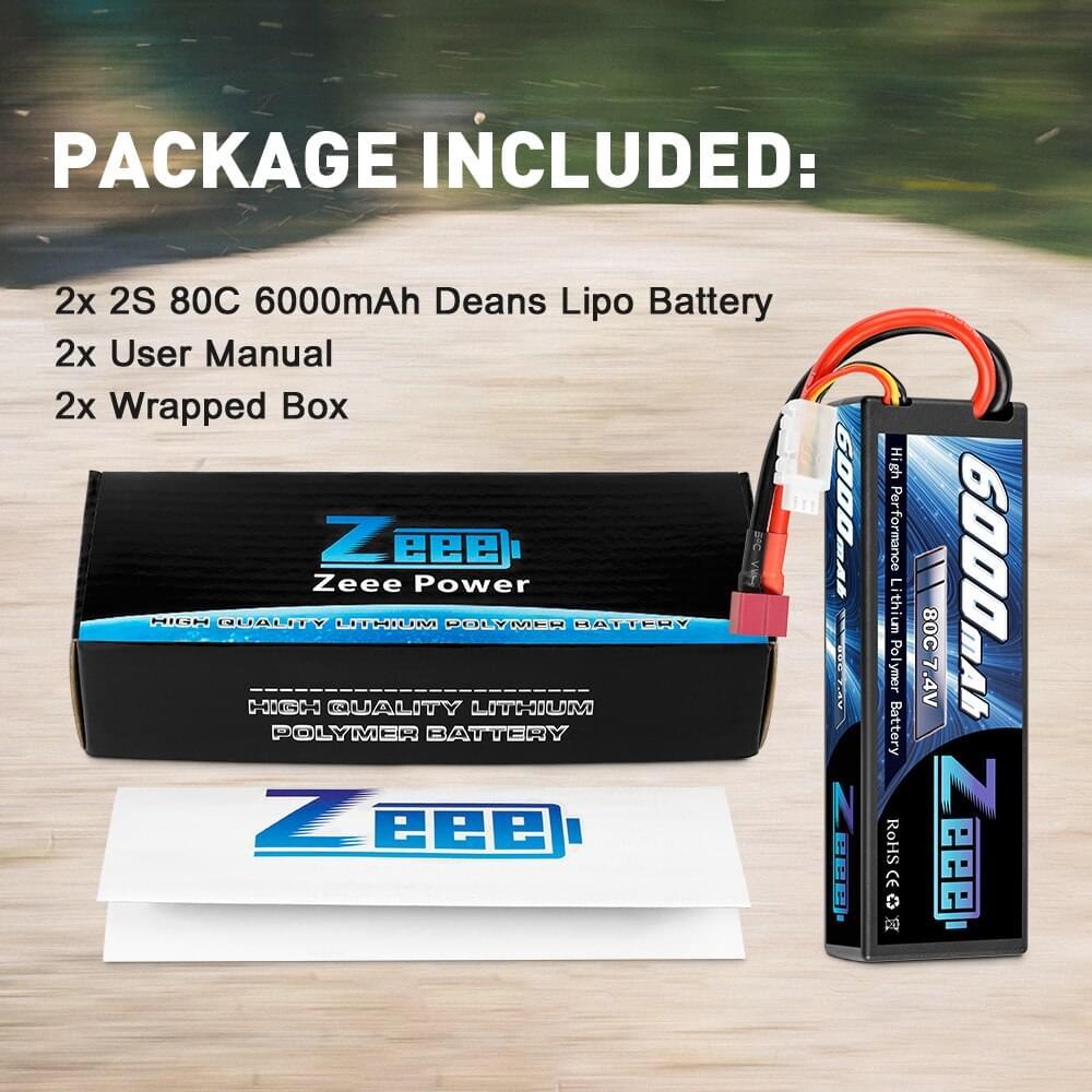 1/2units Zeee 2S 6000mAh Lipo Battery 80C 7.4V with Deans Plug Hardcase Lipo Battery for RC Car Vehicle Truck Tank Slash Truggy FPV Drone Battery 7 1/2units Zeee 2S 6000mAh Lipo Battery 80C 7.4V with Deans Plug Hardcase Lipo Battery for RC Car Vehicle Truck Tank Slash Truggy FPV Drone Battery - Image 7
