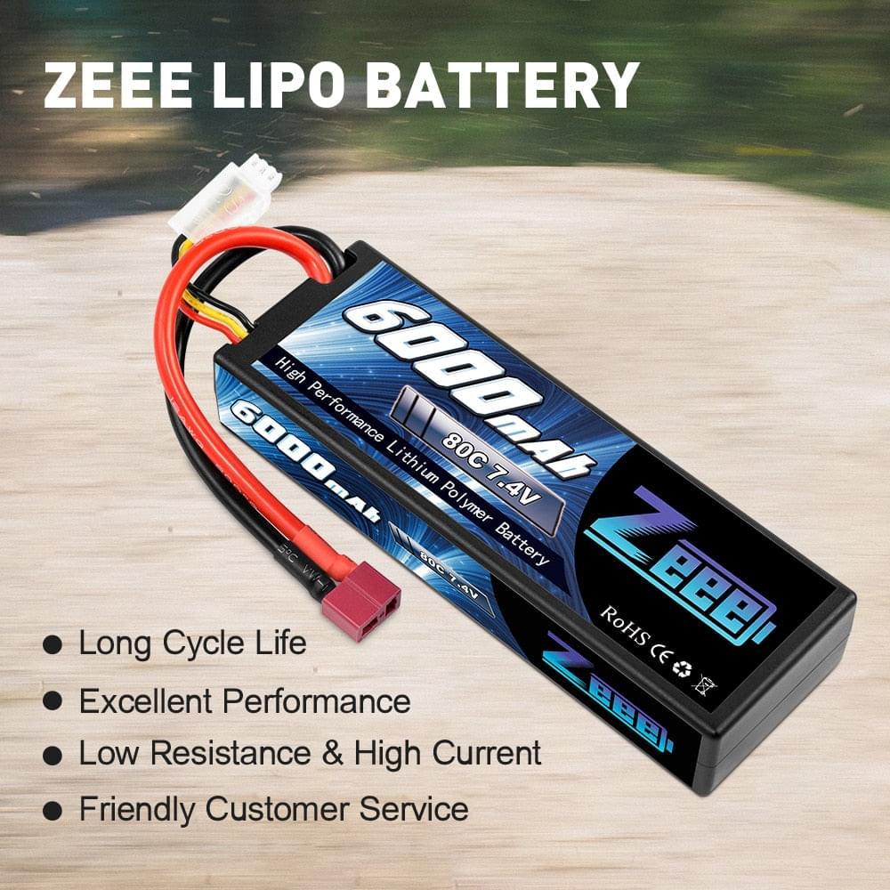 1/2units Zeee 2S 6000mAh Lipo Battery 80C 7.4V with Deans Plug Hardcase Lipo Battery for RC Car Vehicle Truck Tank Slash Truggy FPV Drone Battery 4 1/2units Zeee 2S 6000mAh Lipo Battery 80C 7.4V with Deans Plug Hardcase Lipo Battery for RC Car Vehicle Truck Tank Slash Truggy FPV Drone Battery - Image 4