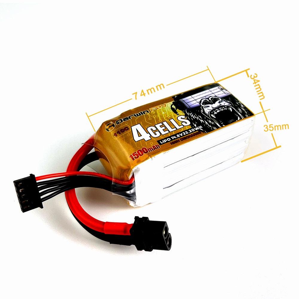 DarwinFPV 4S 1500mAh Battery - 14.8V 110C Lipo Racing Battery Quadcopter Racing FPV Drone Battery 7 DarwinFPV 4S 1500mAh Battery - 14.8V 110C Lipo Racing Battery Quadcopter Racing FPV Drone Battery — изображение 7