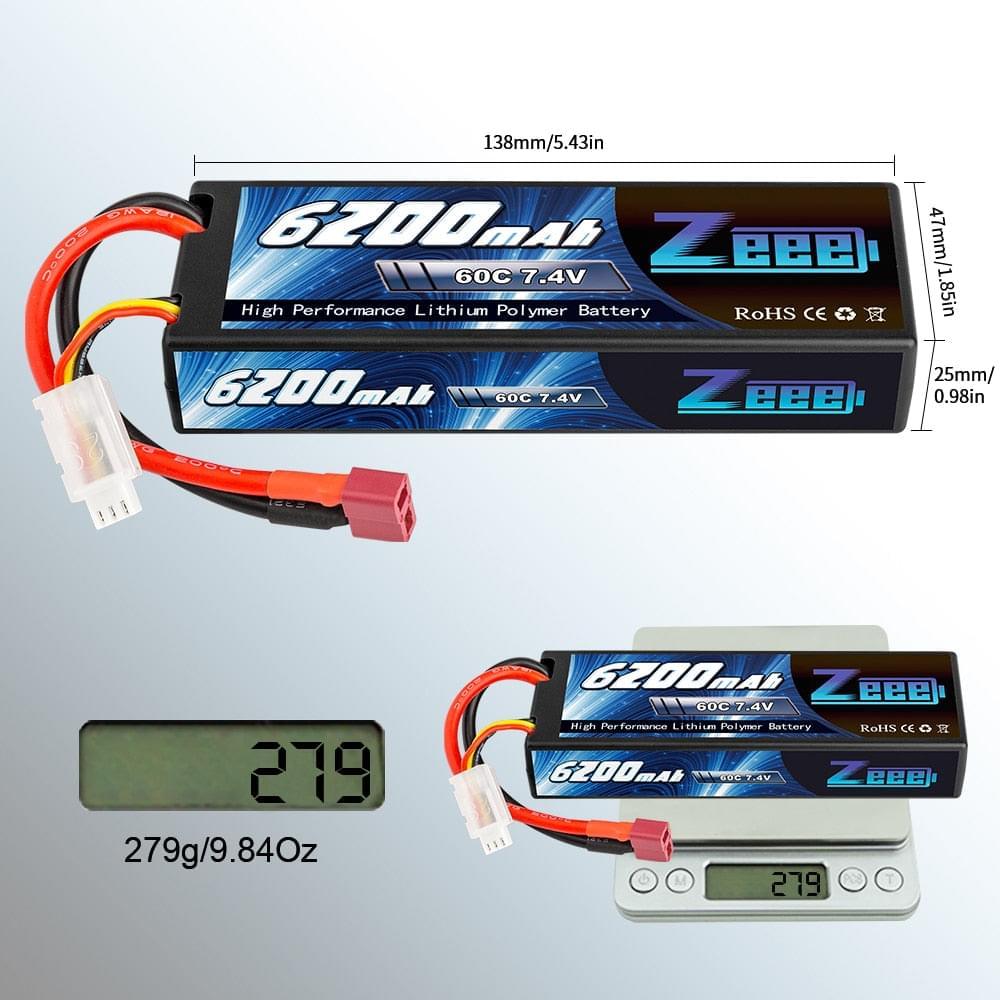 1/2units Zeee 7.4V 60C 6200mAh Lipo Battery - with Deans Plug 2S Hardcase RC Lipo Battery for RC Car Truck Vehicles Truggy Boat - Image 7