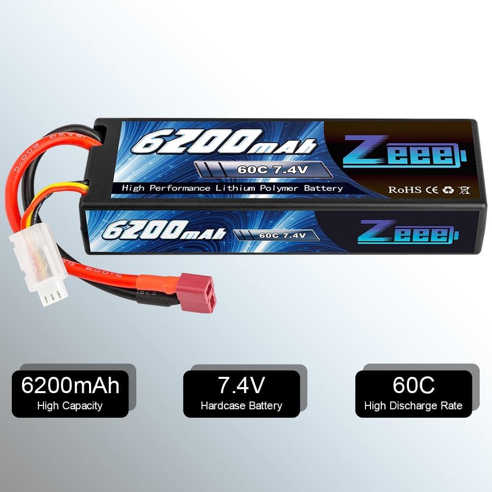 1/2units Zeee 7.4V 60C 6200mAh Lipo Battery - with Deans Plug 2S Hardcase RC Lipo Battery for RC Car Truck Vehicles Truggy Boat - Image 6