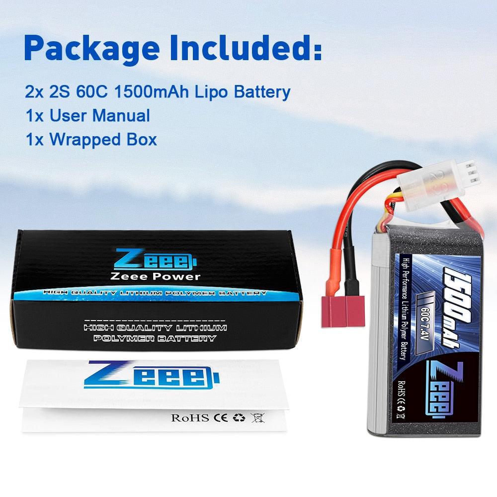 2Units Zeee Lipo Battery 2S 7.4V 60C 1500mAh with Deans Plug for RC Drone Boat RC Car Racing Hobby Specialized Lipo Battery Part FPV Battery - Image 4
