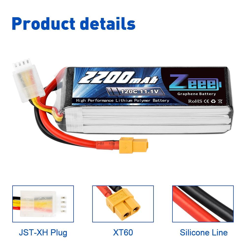 2units Zeee Lipo Battery 11.1V 3S 2200mAh - 120C RC Graphene Lipo Battery with XT60 Plug For FPV RC Helicopter Drone Boat Airplane 4 2units Zeee Lipo Battery 11.1V 3S 2200mAh - 120C RC Graphene Lipo Battery with XT60 Plug For FPV RC Helicopter Drone Boat Airplane — изображение 4