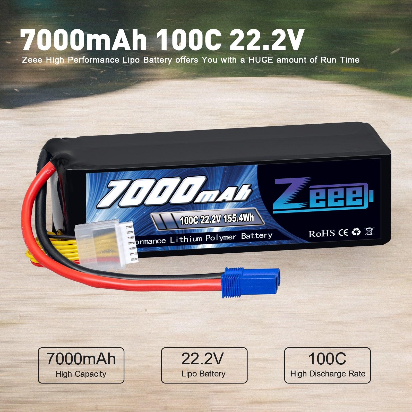 2Units Zeee Lipo Battery 4S 7000mAh 6S 14.8V 22.2V 100C Softcase with EC5 Plug for RC Car Truck Tank  Racer Hobby RC Battery — изображение 4