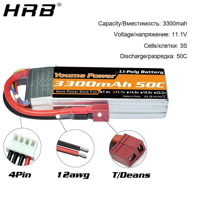 1/2PCS Youme 22.2V 6S Lipo Battery - 3300mah 4500mah 5200mah 6500mah T Deans XT60 XT90 EC5 XT150 AS150 RC Car Plane Parts — изображение 6