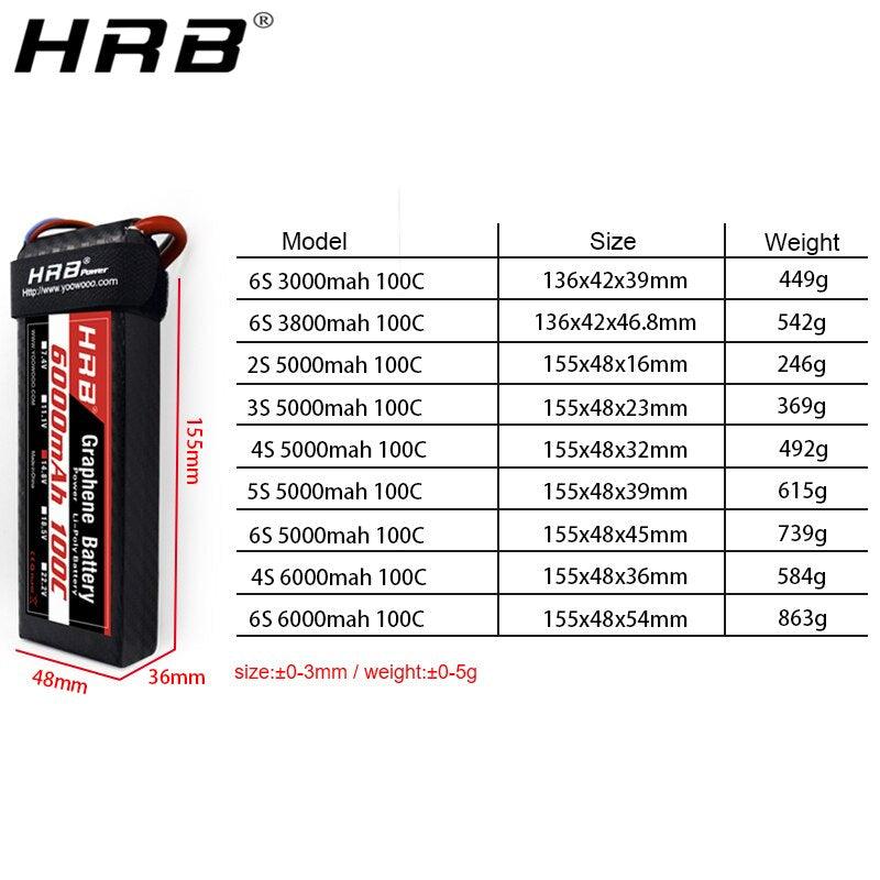 HRB Graphene 2S 3S 4S 5S 6S Lipo Battery - 3000mah 3800mah 5000mah 6000mah 7.4V 11.1V 14.8V 18.5V 22.2V 100C XT90 EC5 RC Toy Parts - Image 4