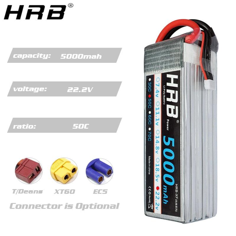 HRB 2S 3S 4S Lipo Battery 7.4V 11.1V 5000mah - XT60 50C Deans EC5 T 5S 6S 14.8V 18.5V 22.2V RC Parts For Axial Airplanes Cars — изображение 6
