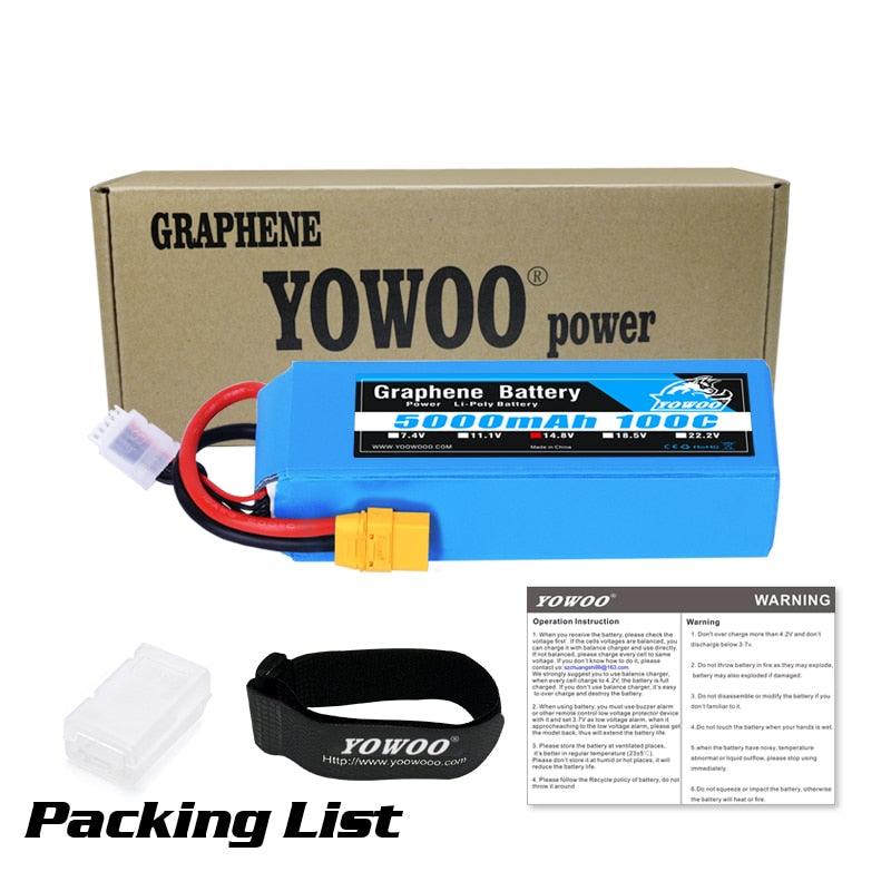 Yowoo Graphene Lipo 3S 4S 6S Battery - 11.1V 14.8V 22.2V 2200mah 5000mah 6000mah 3000mah XT60 XT90 EC5 100C RC Airplane Car Drone Parts — изображение 6
