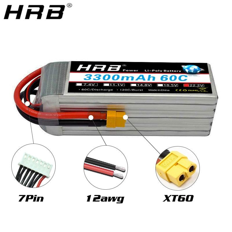 HRB Lipo 6S 3300mah 22.2V Battery - XT60 T Deans XT90 EC5 For Quadcopter FPV Airplanes Racing Off-Road Cars Boats RC Parts 50C — изображение 11