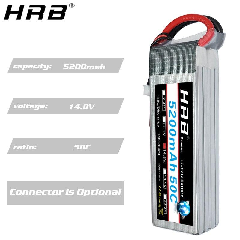 HRB 14.8V Lipo Battery 4S 5200mah - T Deans XT60 XT90 EC5 For Racing Airplanes Car Monster Truck Fishing Boat RC Parts 50C — изображение 10