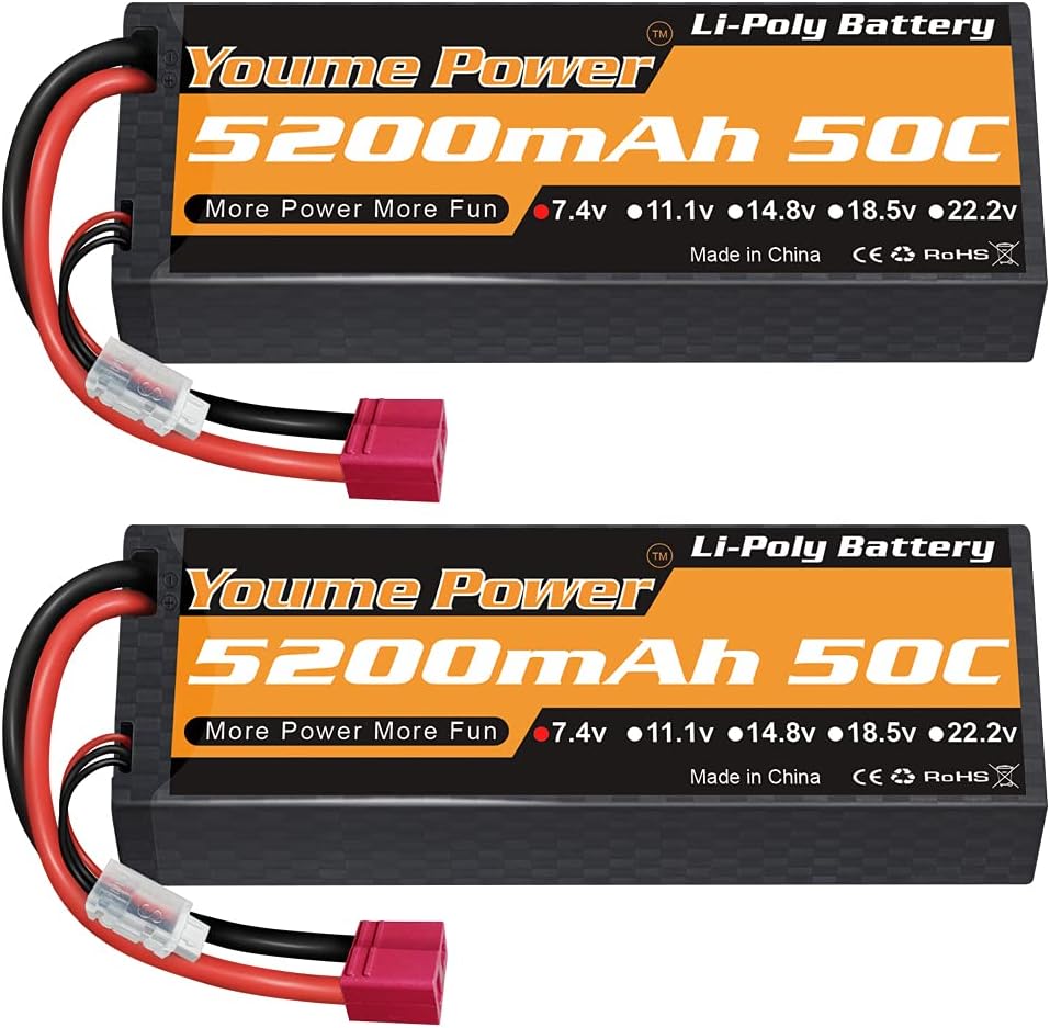 2PCS Youme 7.4V 2S Lipo Battery - 3300mah 4500mah 5200mah 6200mah 6500mah Hardcase T Deans XT60 XT90 EC5 EC3 Hard Case RC Parts 1 2PCS Youme 7.4V 2S Lipo Battery - 3300mah 4500mah 5200mah 6200mah 6500mah Hardcase T Deans XT60 XT90 EC5 EC3 Hard Case RC Parts