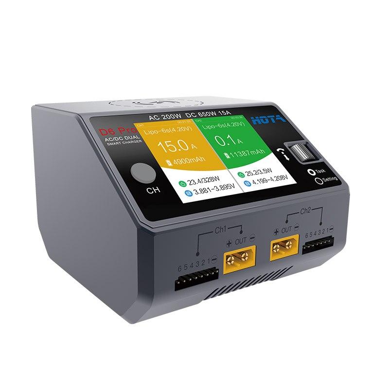 HOTA D6 Pro Battery Charger - AC 200W / DC 650W 15A 1-6S Dual Channel Charger — изображение 3