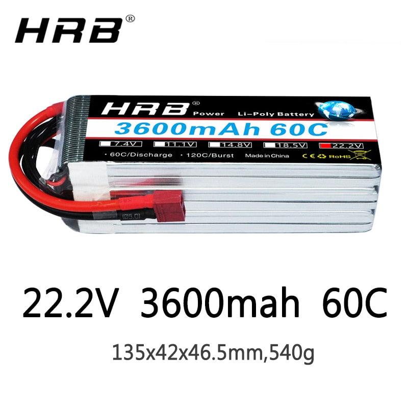 HRB 6S 22.2V Lipo Battery - 3600mah XT60 T Deans EC5 XT90 XT90-S AS150 Female RC Helicopter FPV Airplanes Car Truck Boat Parts 60C 2 HRB 6S 22.2V Lipo Battery - 3600mah XT60 T Deans EC5 XT90 XT90-S AS150 Female RC Helicopter FPV Airplanes Car Truck Boat Parts 60C - Image 2