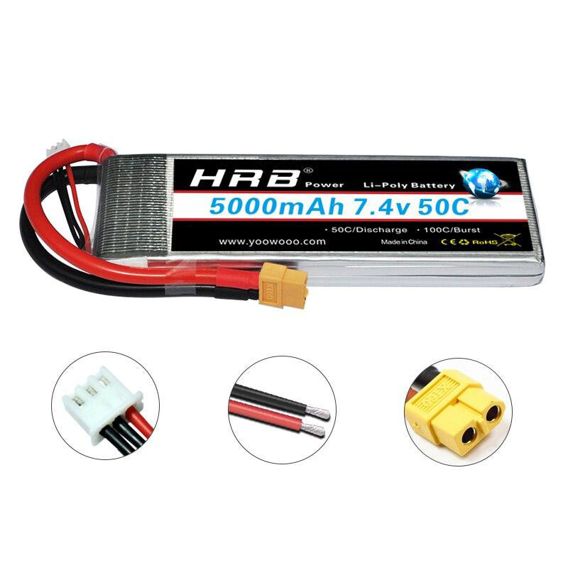 HRB 2S 7.4V 5000mah Lipo Battery - 50C For for RC Evader BX Car, Tracxas Slash Buggy RC Truck, RC Truggy RC Airplane UAV Drone 1 HRB 2S 7.4V 5000mah Lipo Battery - 50C For for RC Evader BX Car, Tracxas Slash Buggy RC Truck, RC Truggy RC Airplane UAV Drone