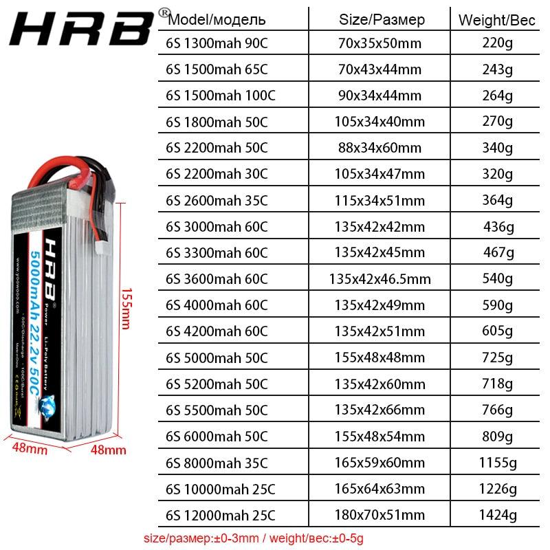 HRB 6S 22.2V Lipo Battery - EC5 2200mah 2600mah 3300mah 4000mah 5000mah 6000mah 8000mah 10000mah 12000mah 16000 22000mah RC Parts for Drone FPV Airplane Helicopter Toys — изображение 3