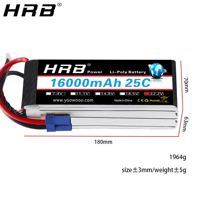 HRB Lipo 6S Battery 16000mah - 22.2V AS150 XT150 XT90 XT90-S Deans T XT60 EC5 RC Multicopter Airplane Helicopter Skateboard Parts - Bild 10