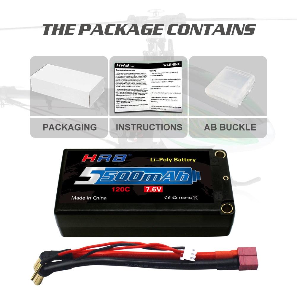 HRB 2S 7.6V 5500mah Hard Case Lipo Battery - 120C 5.0mm Bullet Connector RC Car RC Truck RC Truggy RC Airplane UAV Drone 5 HRB 2S 7.6V 5500mah Hard Case Lipo Battery - 120C 5.0mm Bullet Connector RC Car RC Truck RC Truggy RC Airplane UAV Drone - Image 5
